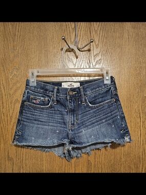 Hollister Women's Blue Distressed Denim Cutoff Shorts